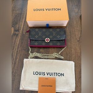 Louis Vuitton Flore Burgundy Monogram Wallet on Chain